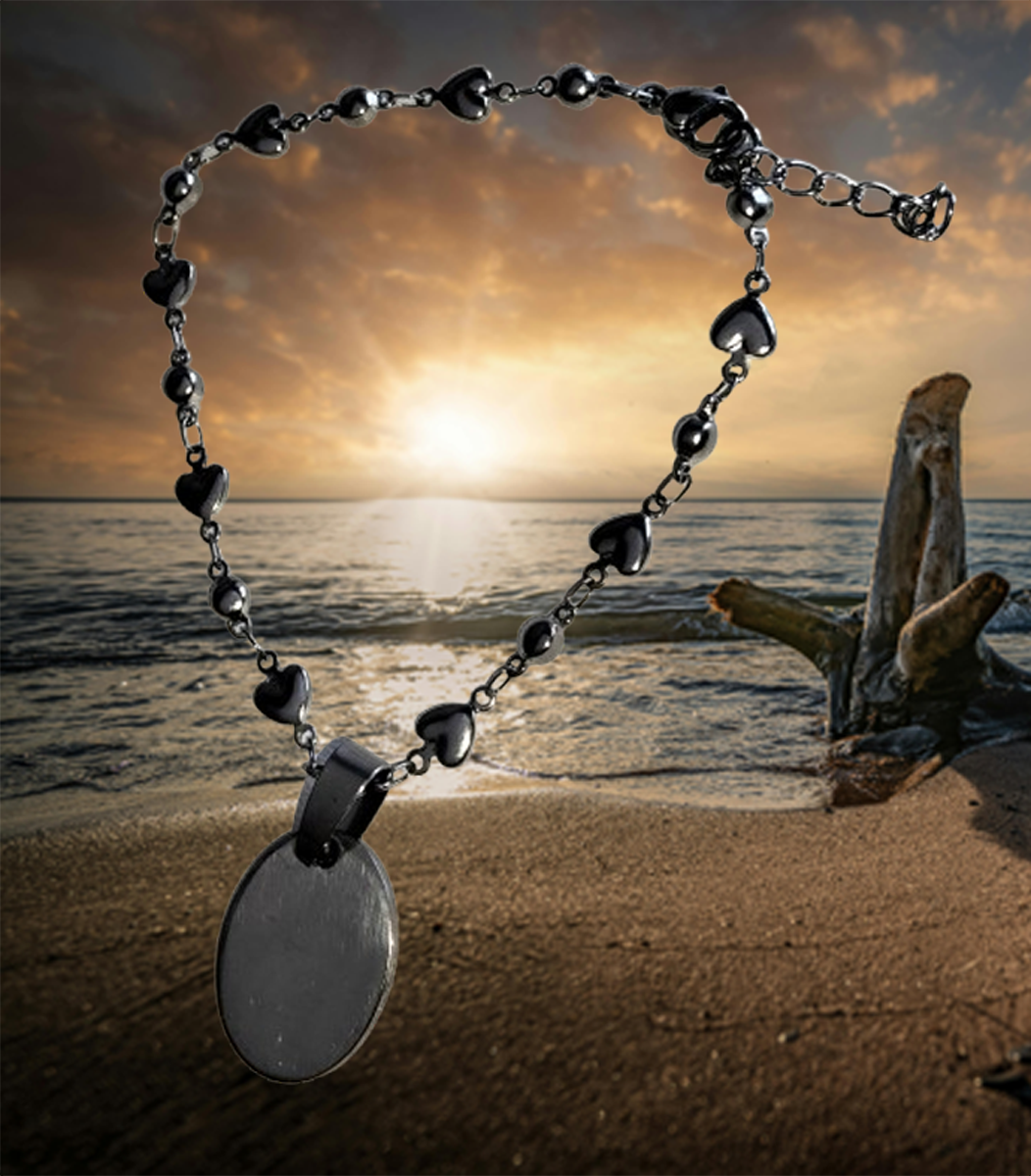 Charme ovale Acier Chirurgical Gravé avec Photomontage Personnalisé