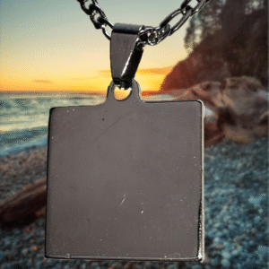 Médaille carrée Médaille Acier Chirurgical Gravée avec Photomontage Personnalisé