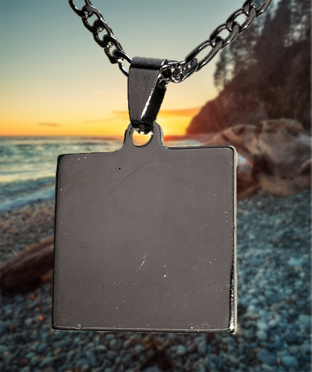 Médaille carrée Médaille Acier Chirurgical Gravée avec Photomontage Personnalisé