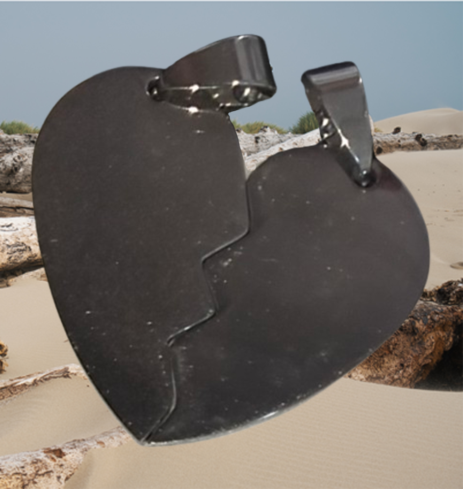 Cœur Duo Médaille Acier Chirurgical Gravée avec Photomontage Personnalisé